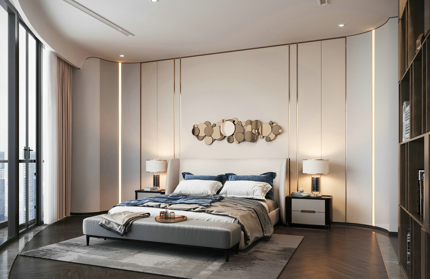 简欧式现代轻奢卧室， 3d模型下载