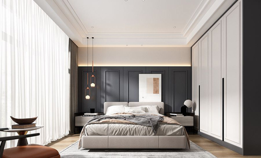 现代卧室双人床3d模型下载