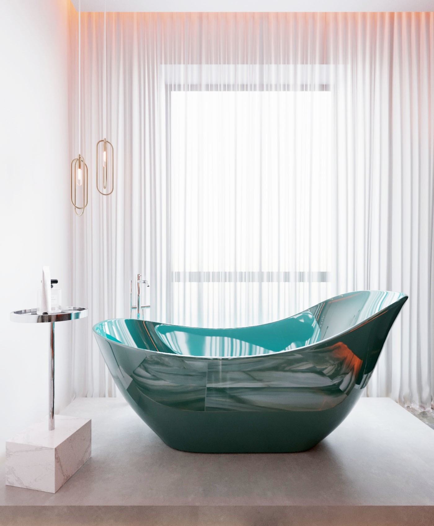 现代卫生间，外漏浴缸3d模型下载