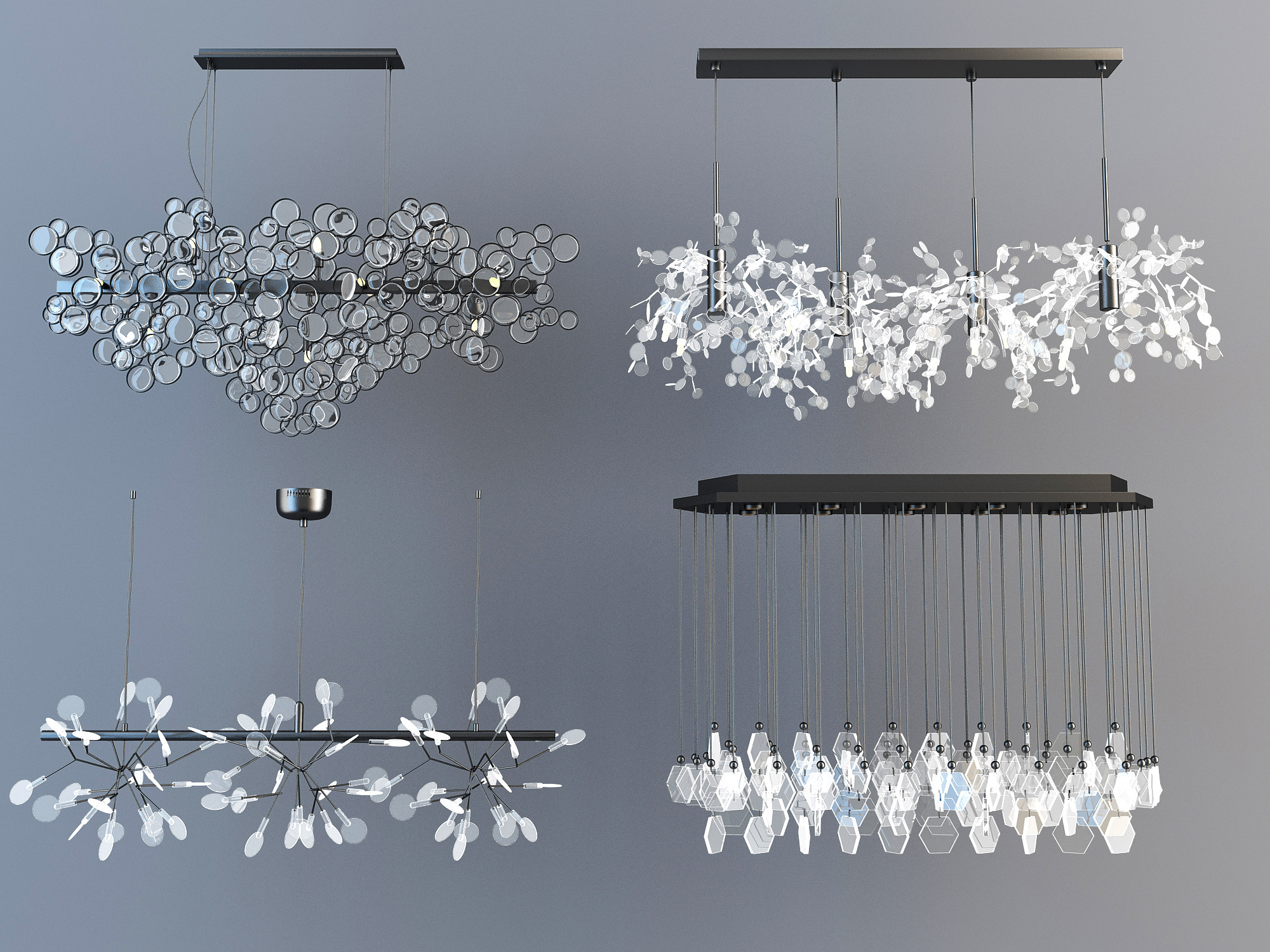 现代水晶树枝艺术吊灯3d模型下载