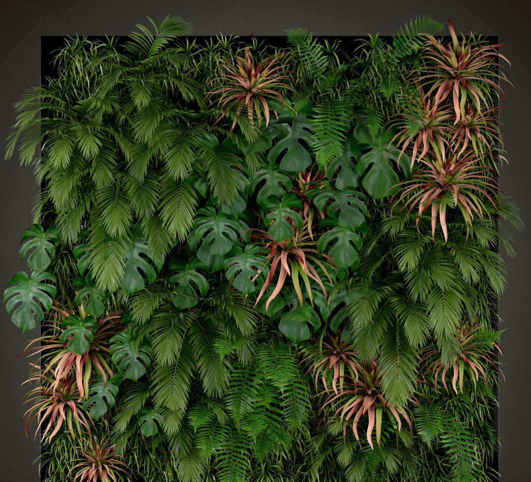 绿植墙，植物墙，吊装植物3d模型下载