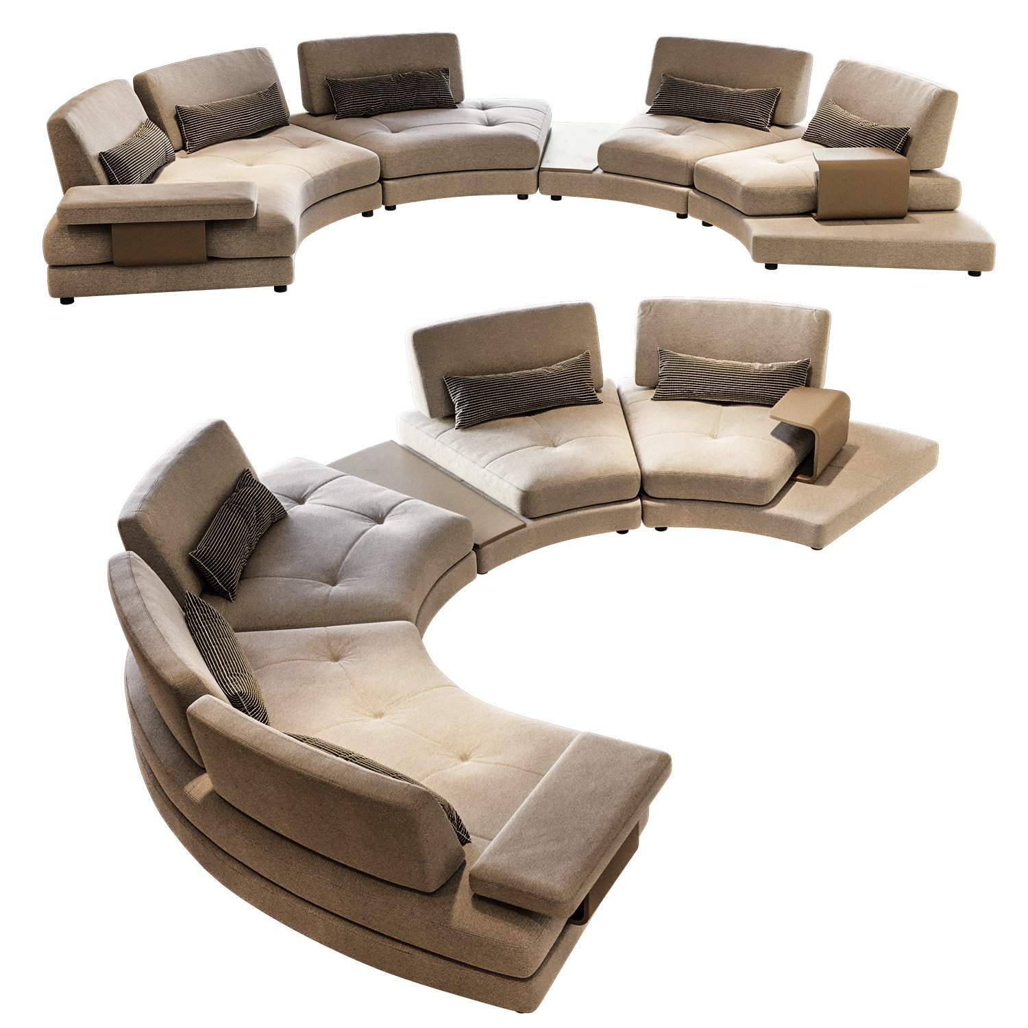 多人弧形圆形转角沙发3d模型下载