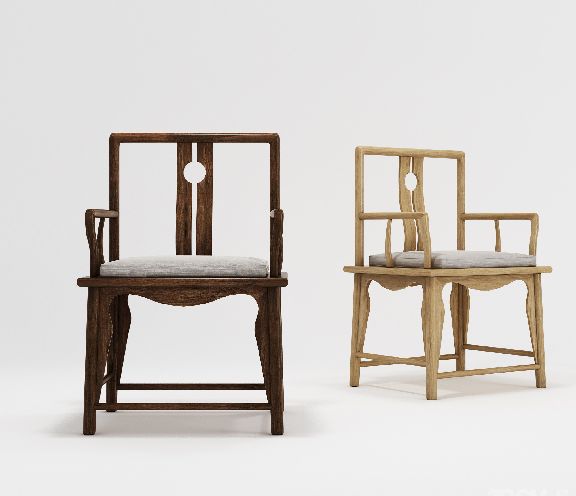 中式古典红木实木家具椅子官帽椅单椅模型3d模型下载