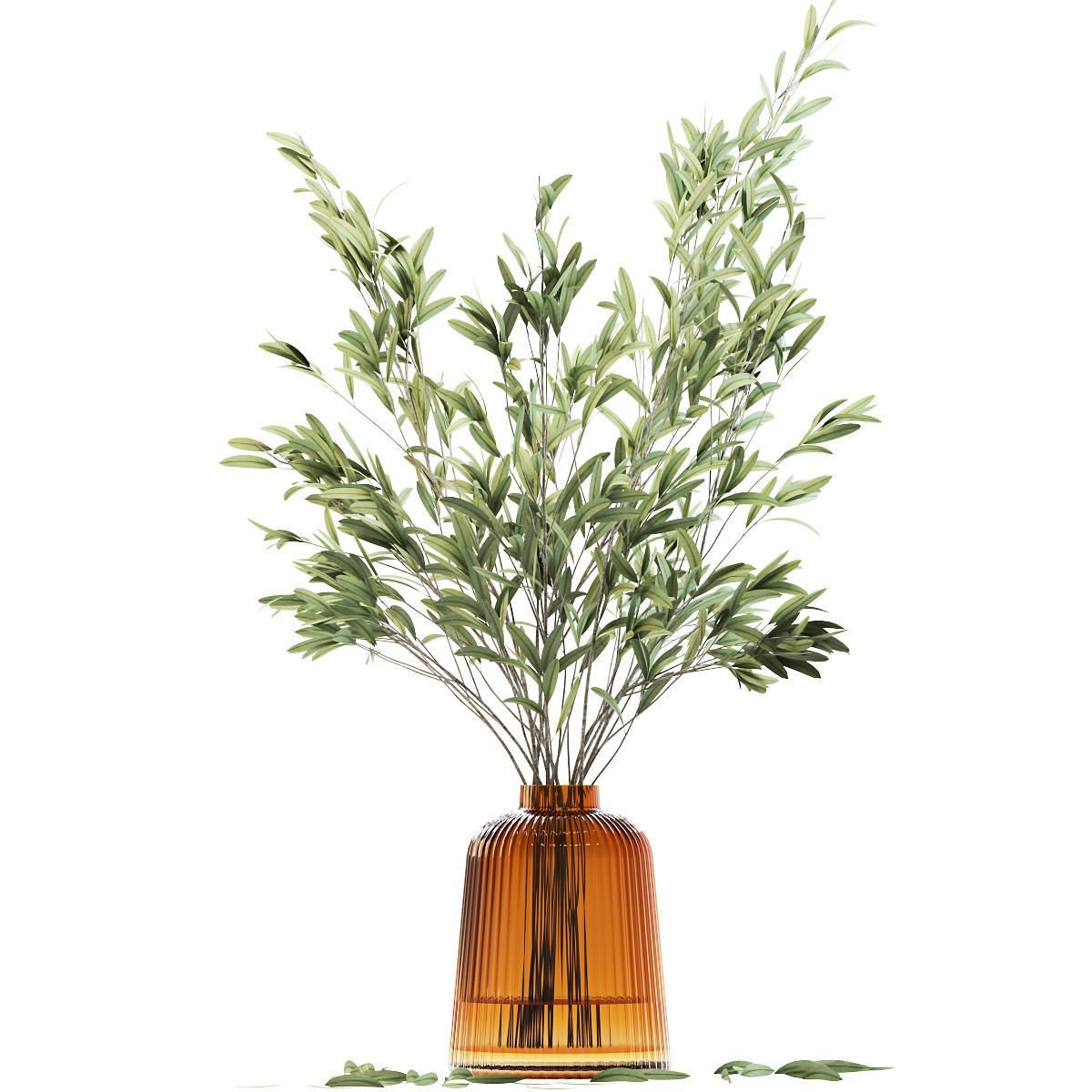 橄榄枝叶黄色玻璃花瓶3d模型下载