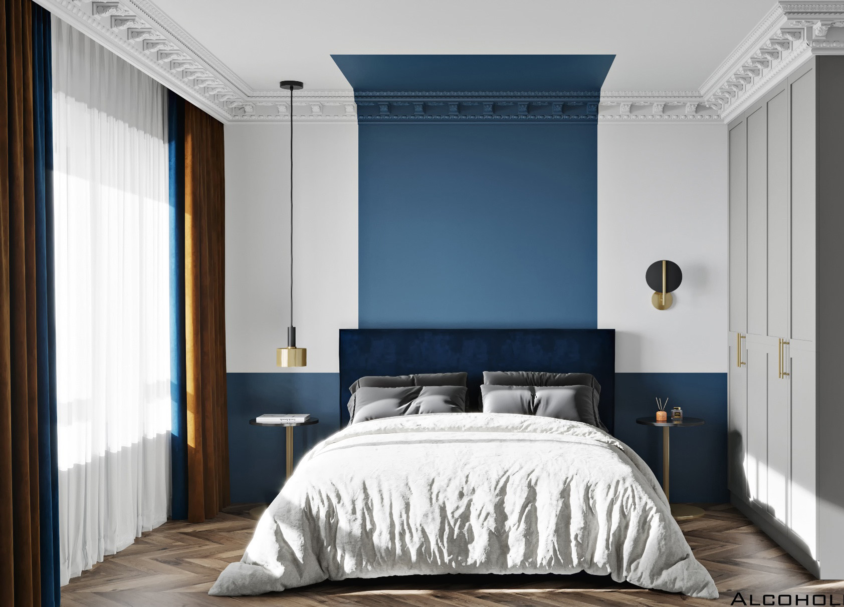 法式简欧式轻奢卧室双人床，3d模型下载