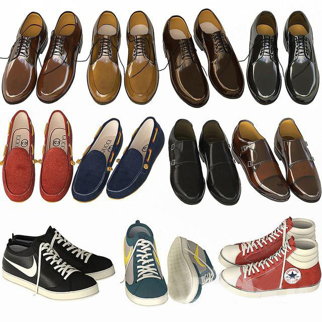 鞋类男士皮鞋帆布鞋3d模型下载