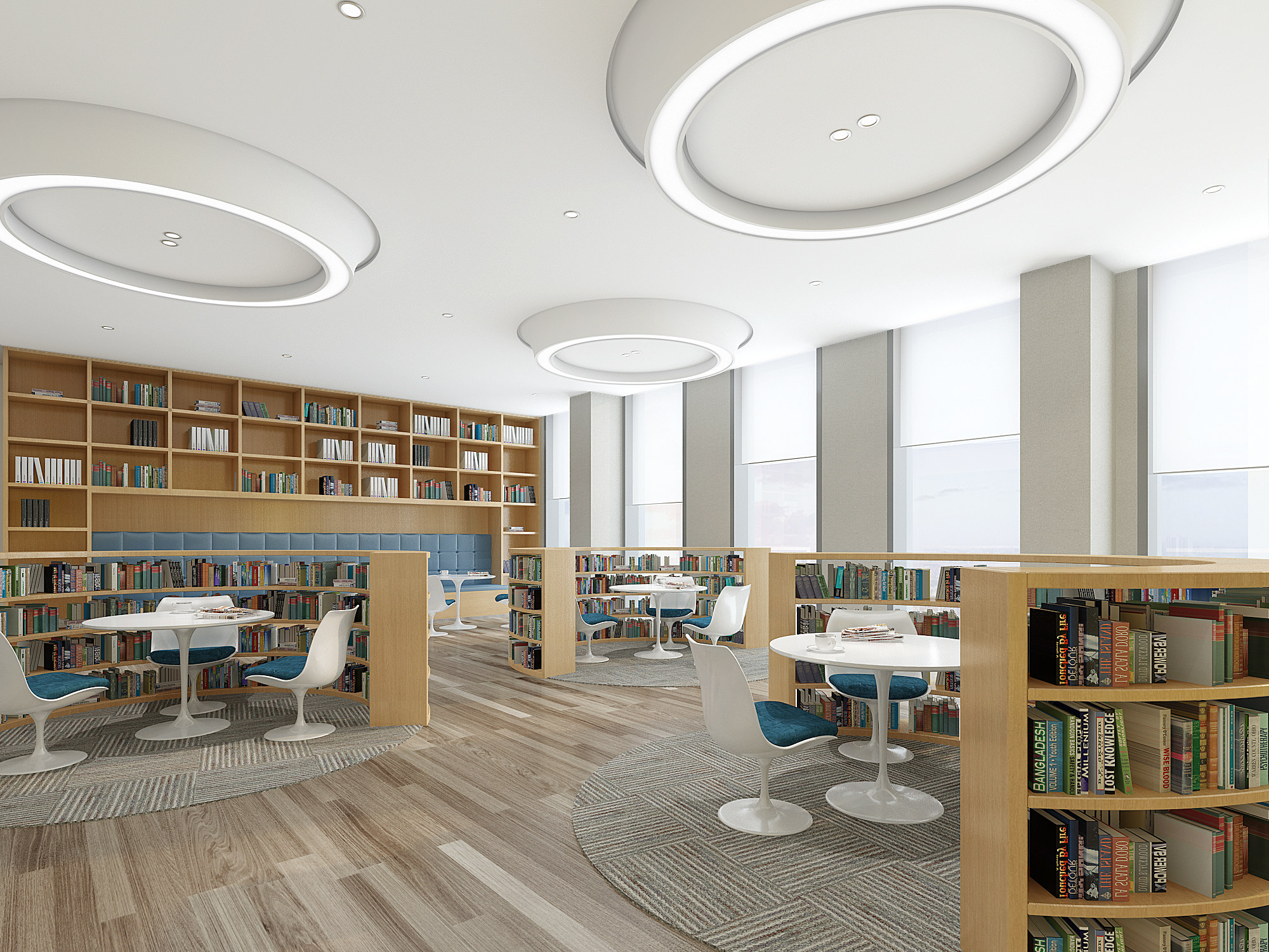 图书阅览室，书吧书店书柜3d模型下载