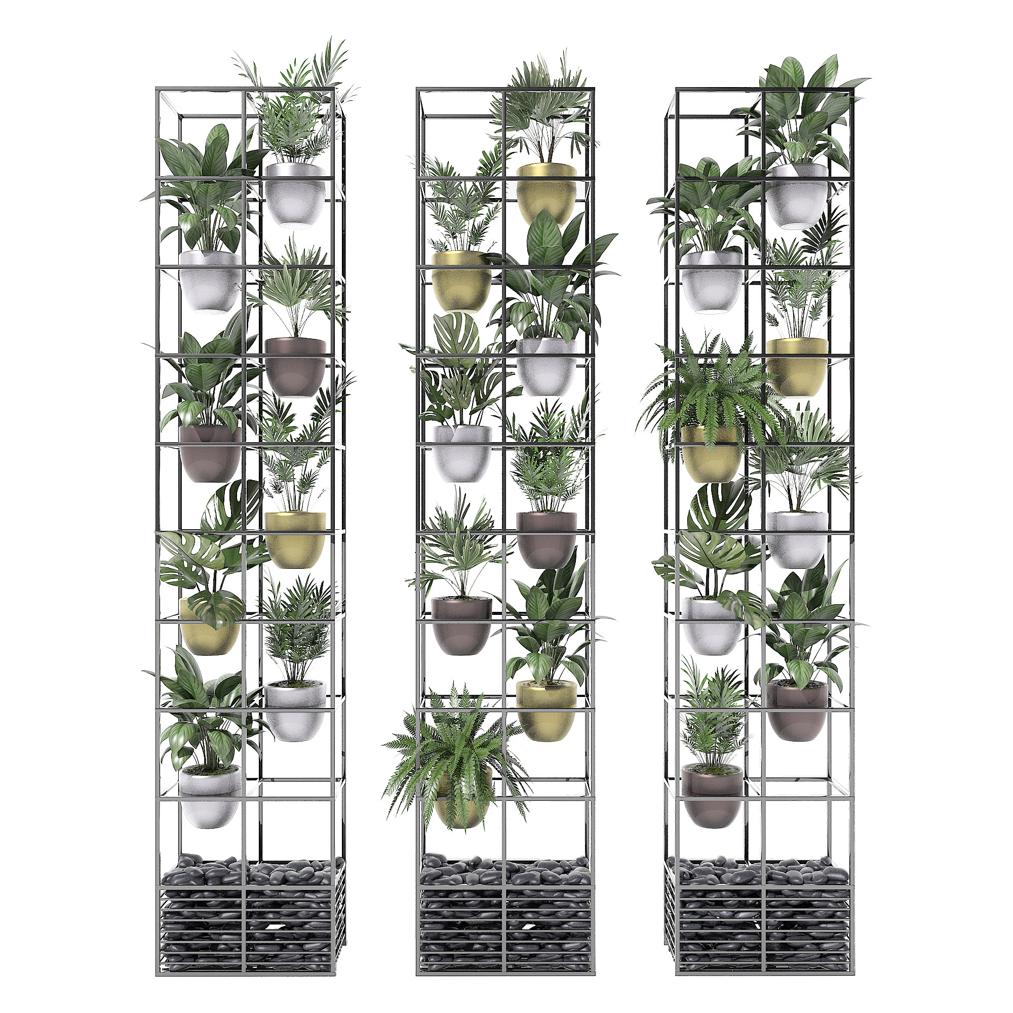 工业风金属垂直盆栽，花架，园艺组合3d模型下载