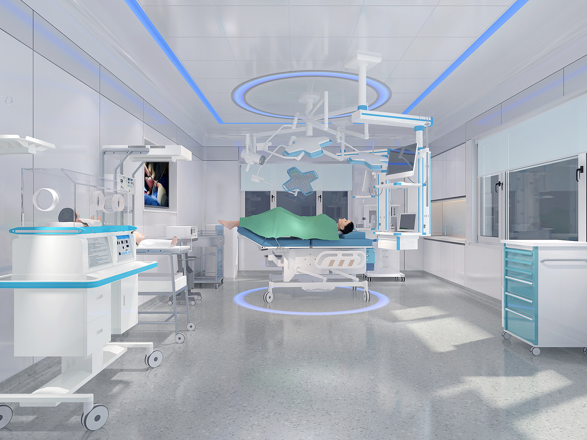 现代医院产房手术室，医疗设备3d模型下载
