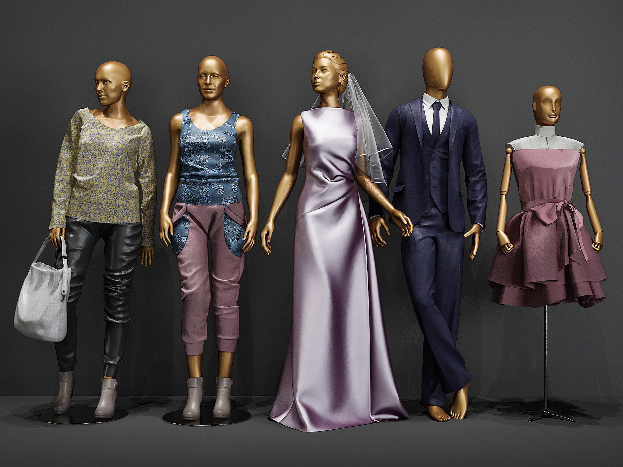 男装女装时装模特时装服饰，西服人物模特3d模型下载