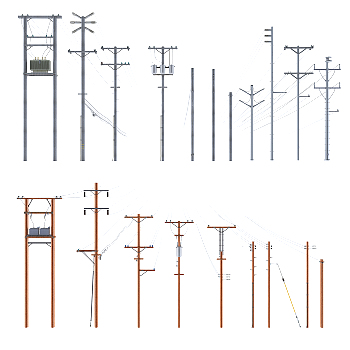 电线杆电力设施设备，线杆子3d模型下载