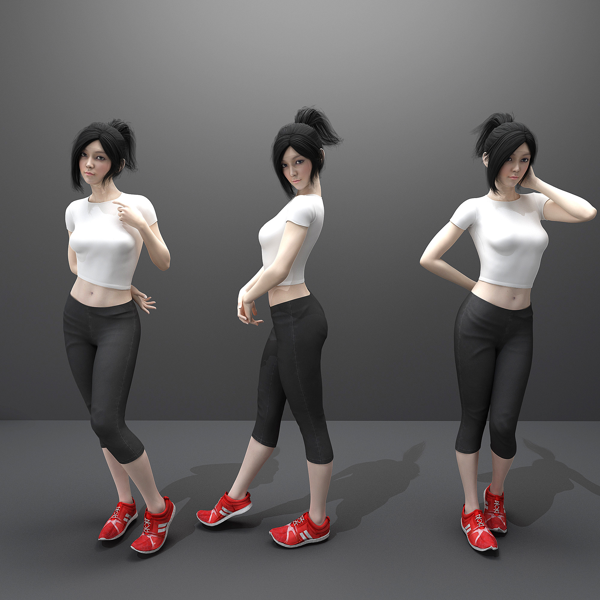 现代运动美女，瑜伽人物3d模型下载