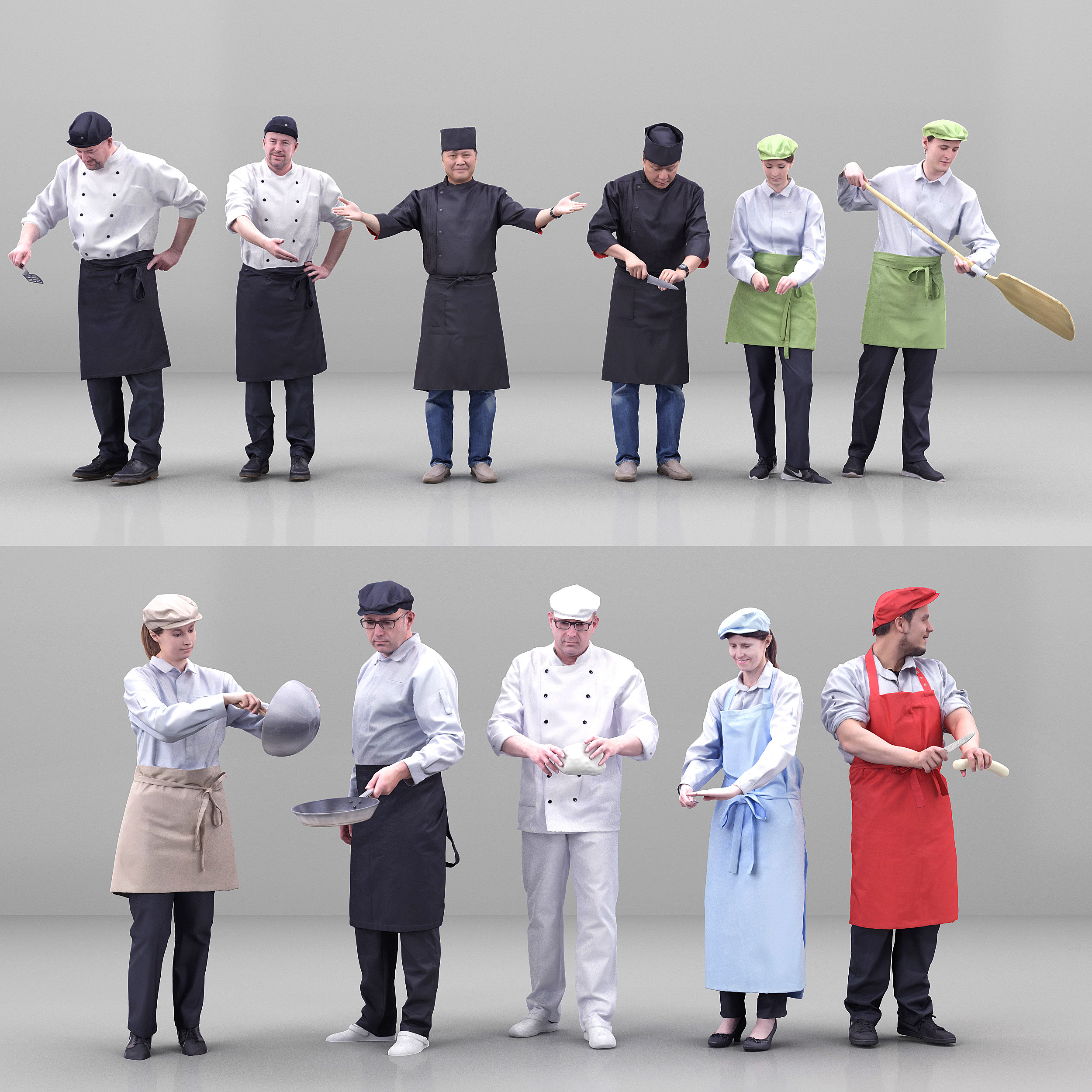 欧式厨师人物，厨子3d模型下载