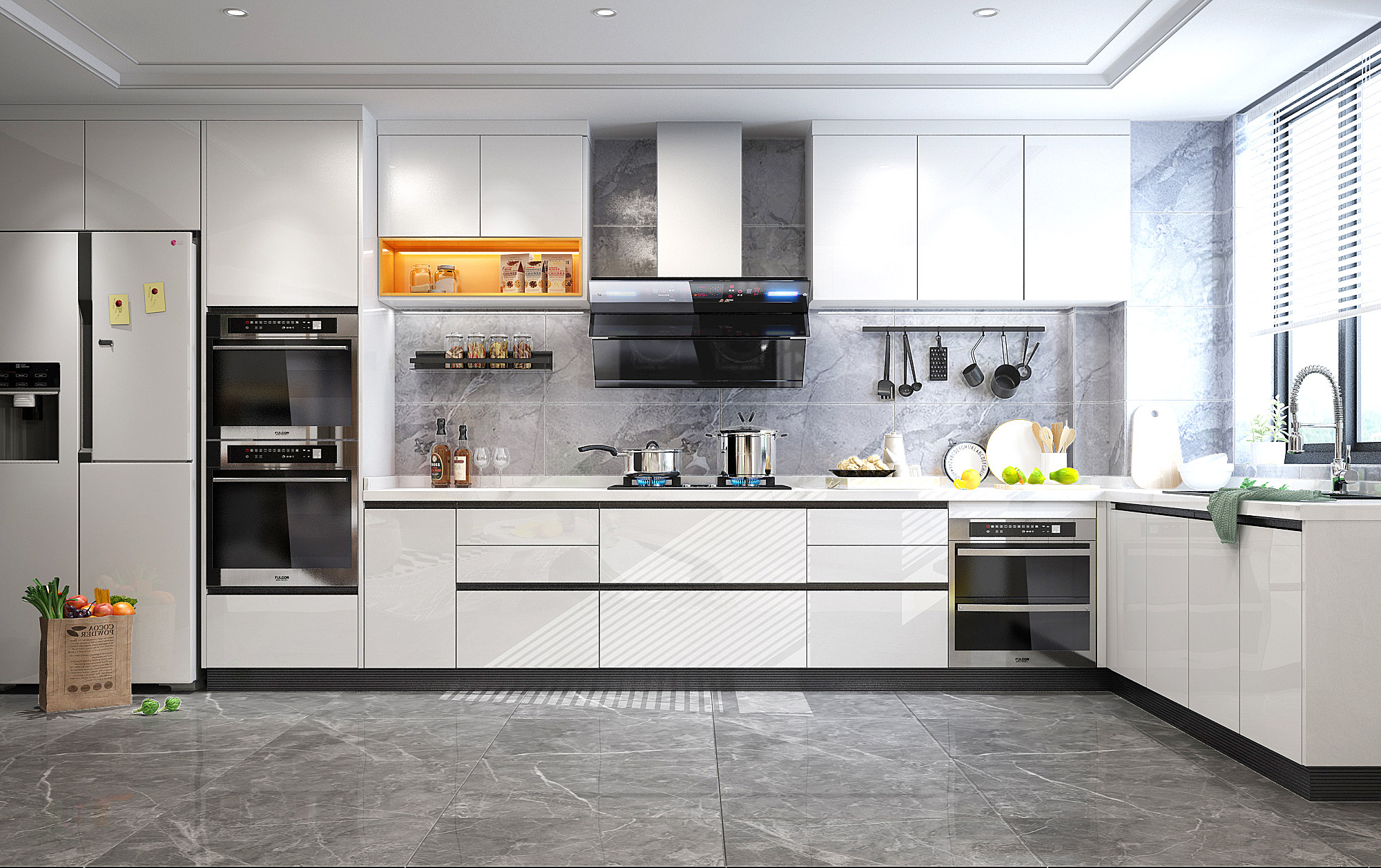 现代厨房橱柜3d模型下载