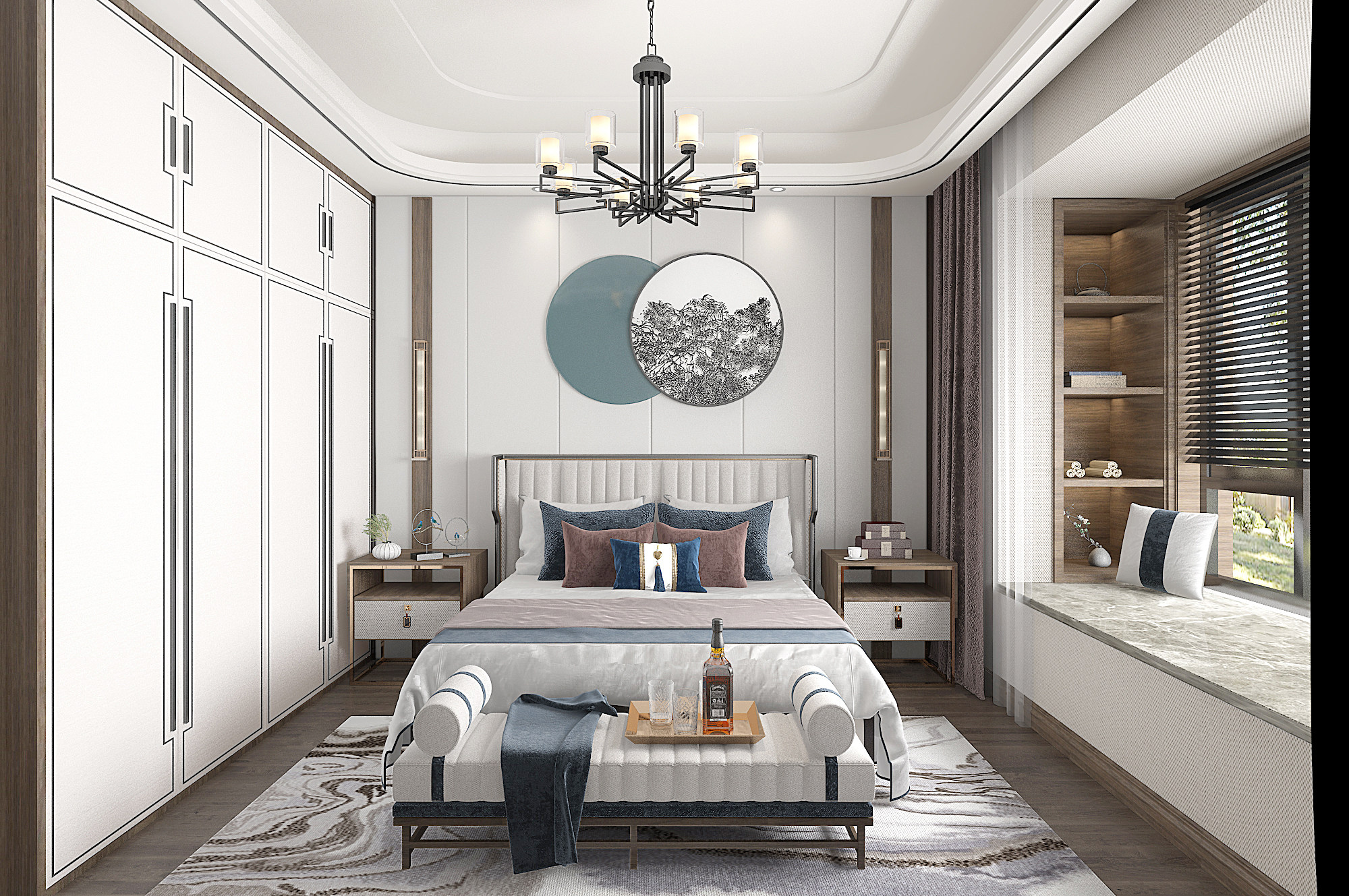 新中式轻奢新中式卧室 3d模型下载