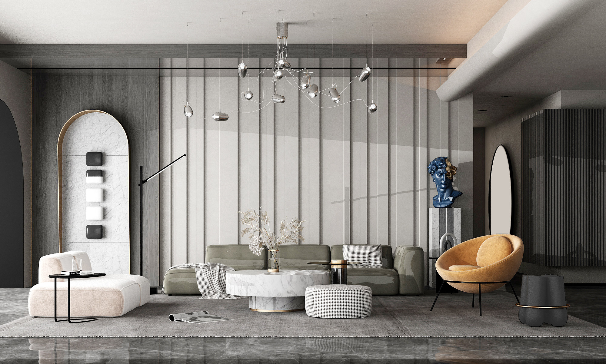 现代客厅，沙发单人沙发3d模型下载