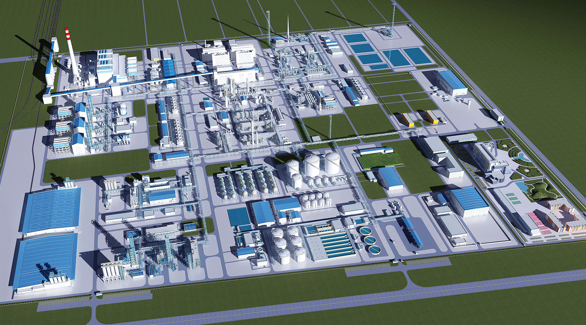 现代工业设备厂区厂房，车间厂房，园区规划鸟瞰3d模型下载