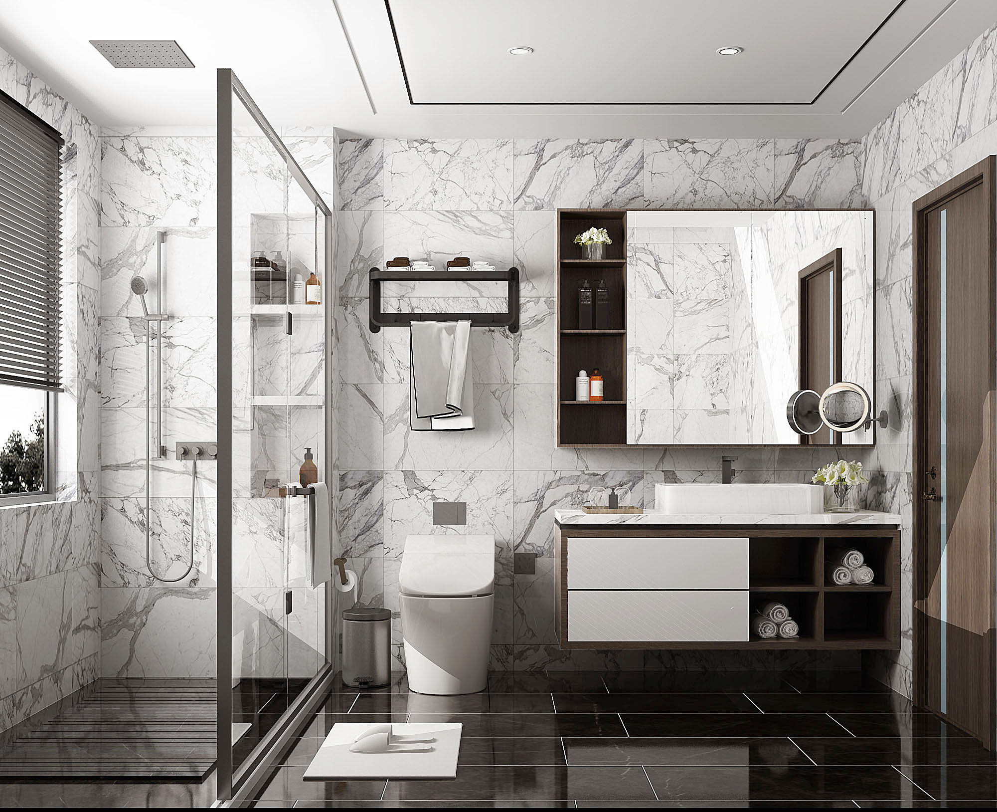 现代卫生间，浴室柜洗手台洗漱用品3d模型下载