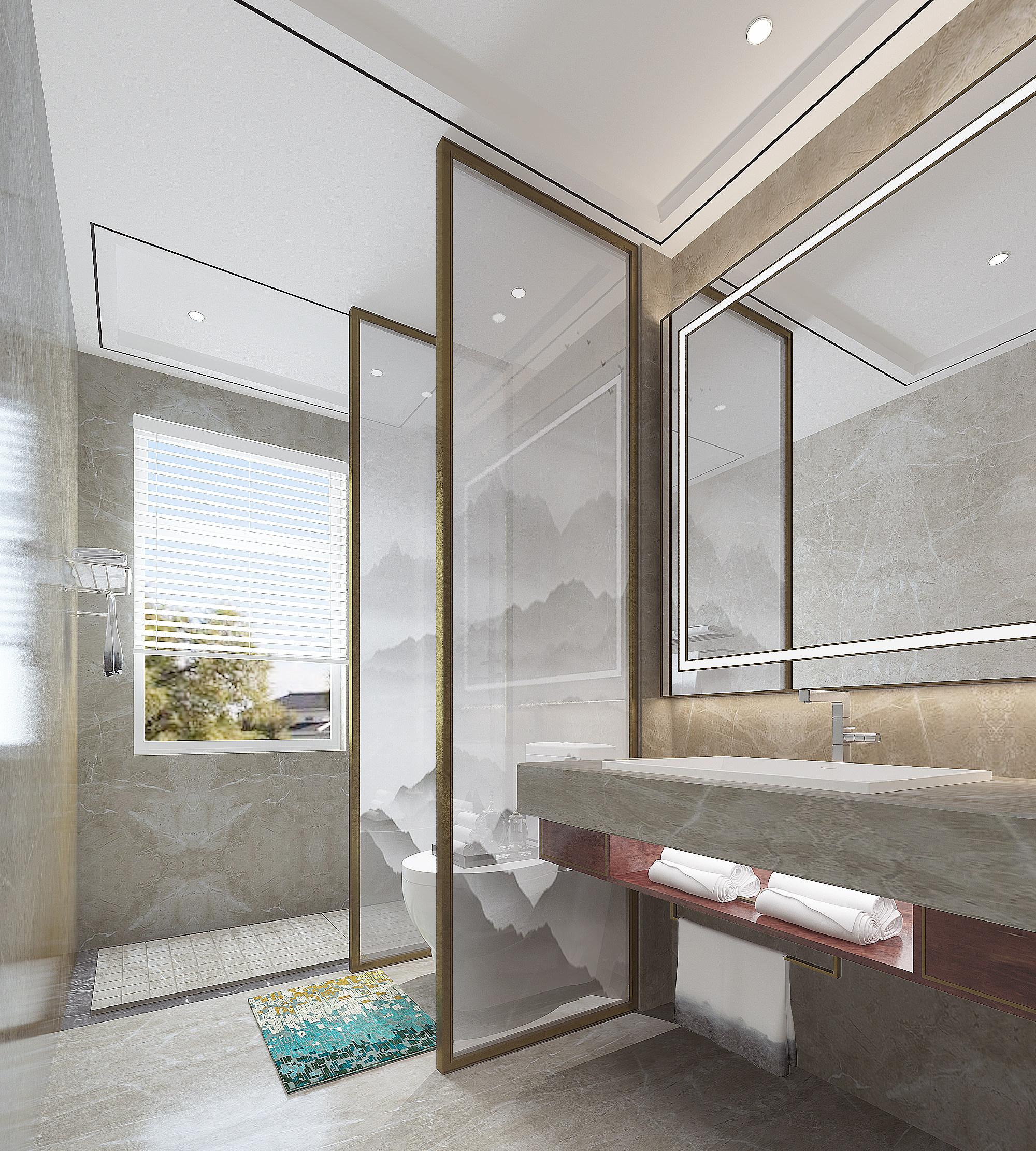 新中式浴室卫生间3d模型下载