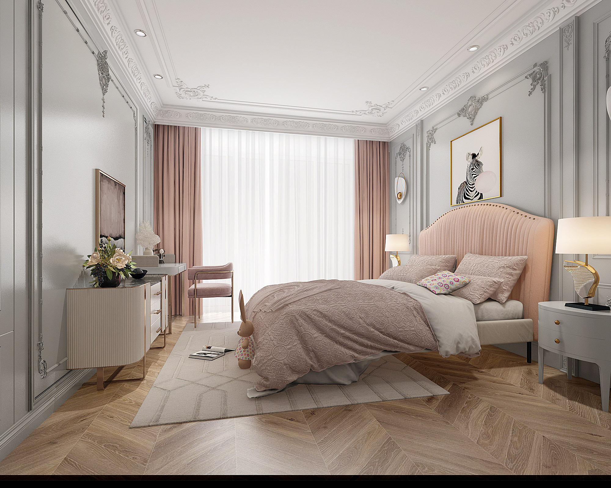 法式欧式轻奢卧室 3d模型下载