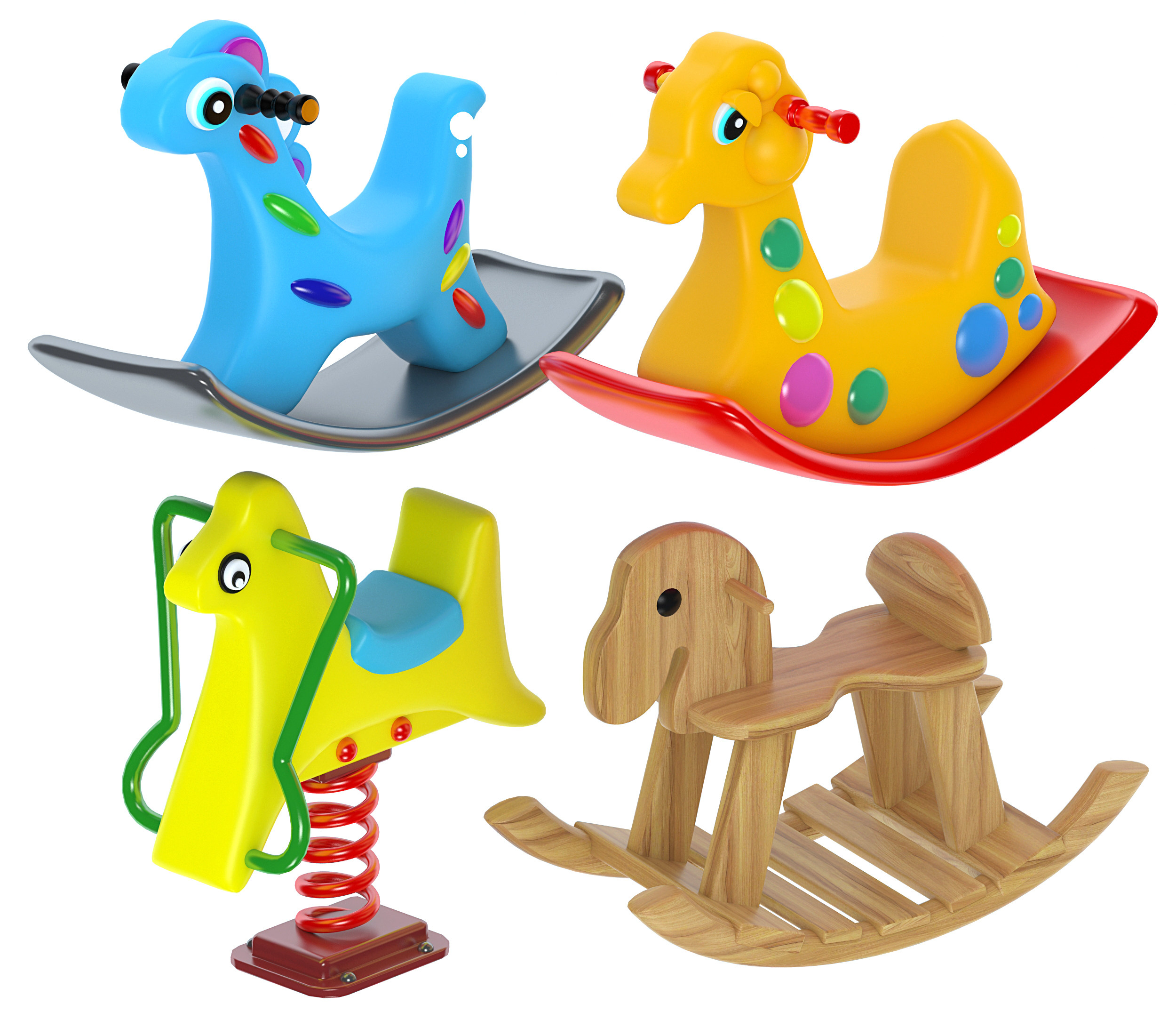 现代儿童木马玩具，摇椅3d模型下载