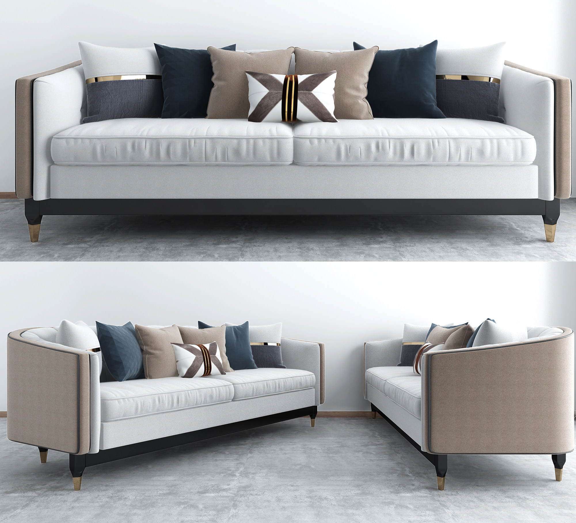 现代轻奢沙发，3d模型下载
