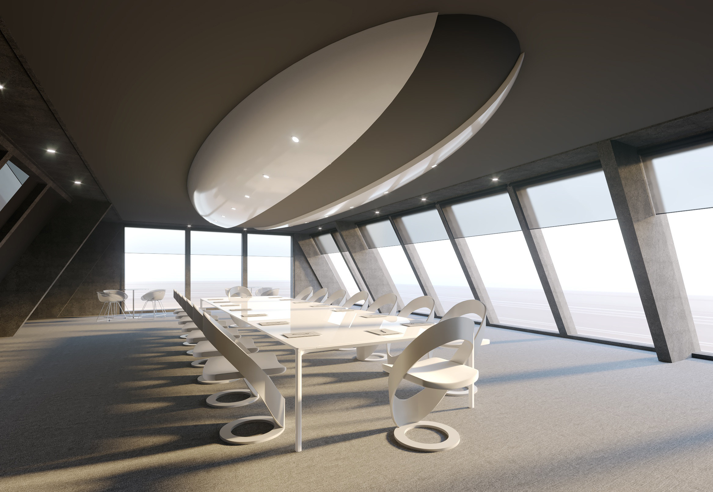 34现代小会议室，会议桌椅3d模型下载