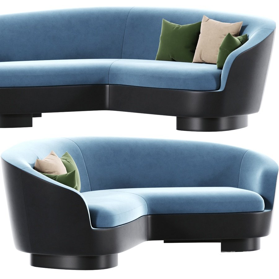 Minotti雅克曲线弧形沙发，3d模型下载