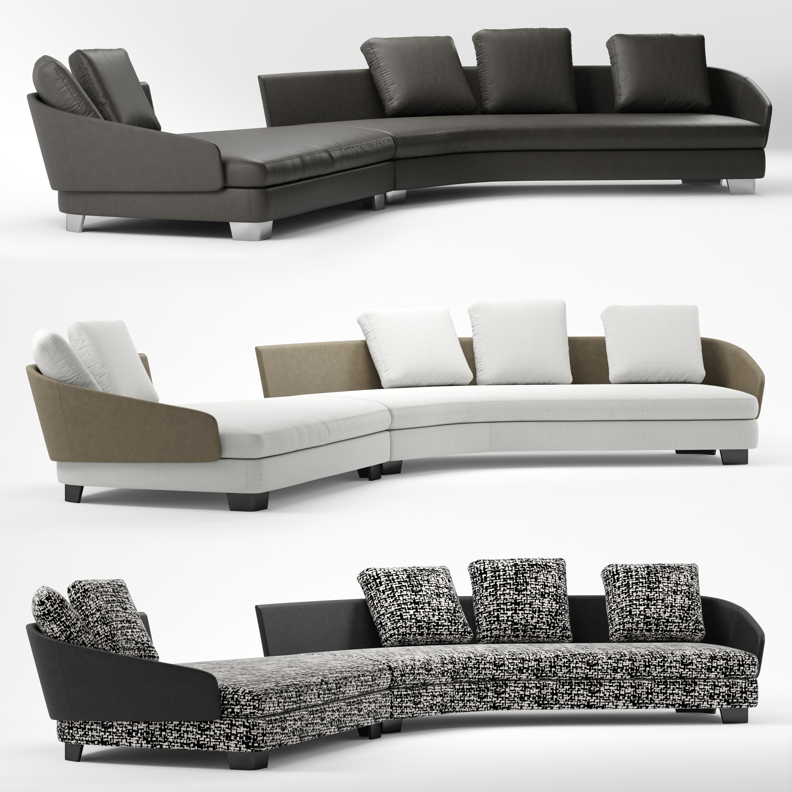 minotti Lawson现代弧形，异形沙发3d模型下载