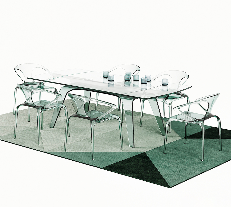 12罗氏Bobois AGAPE现代透明塑料餐桌椅3d模型下载