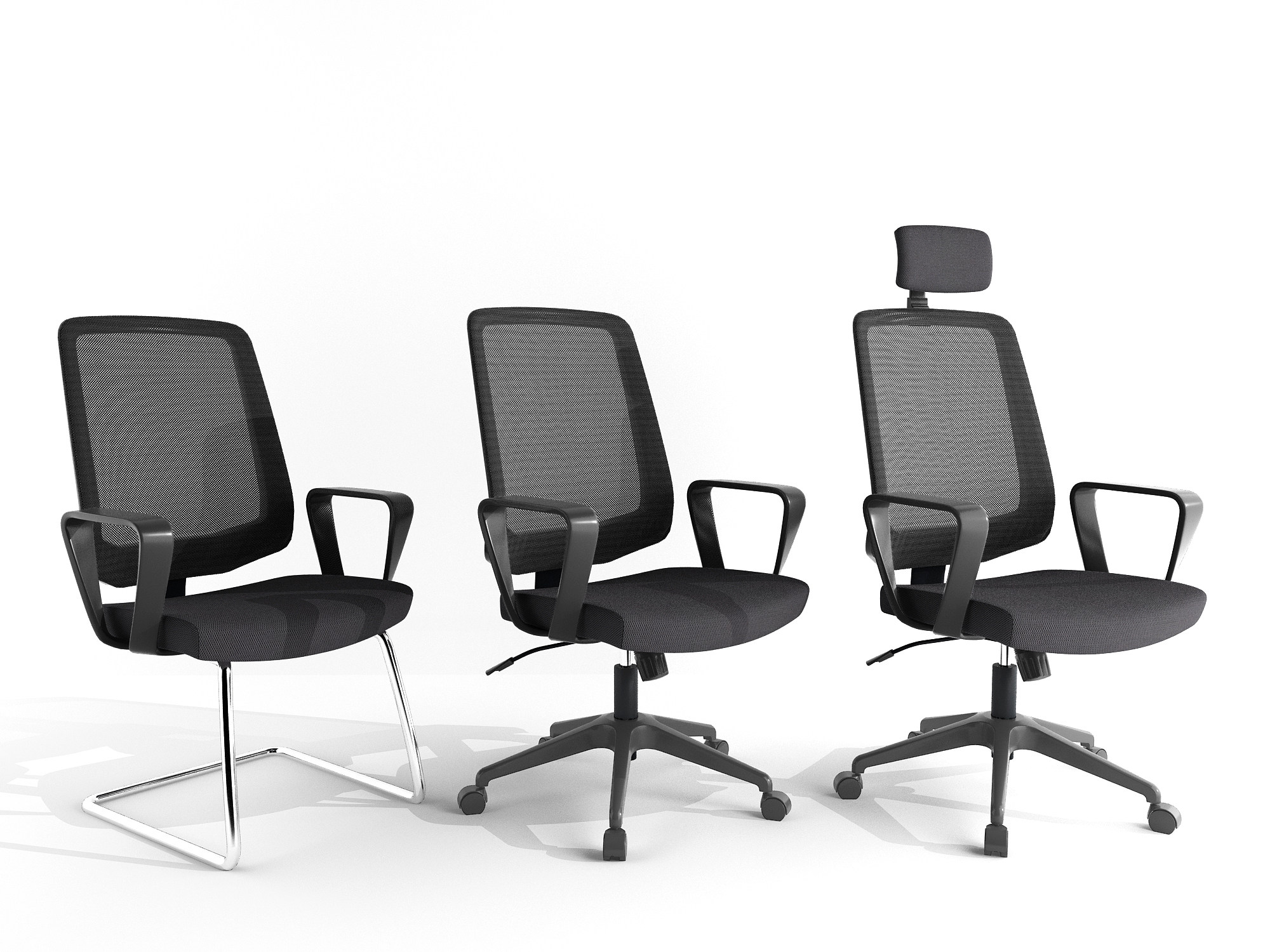 现代网格靠背办公椅，转椅工字椅3d模型下载