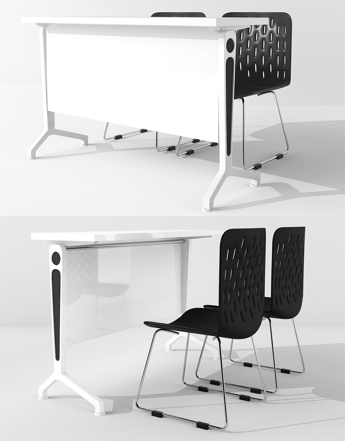 6现代培训桌折叠桌椅子 3d模型下载