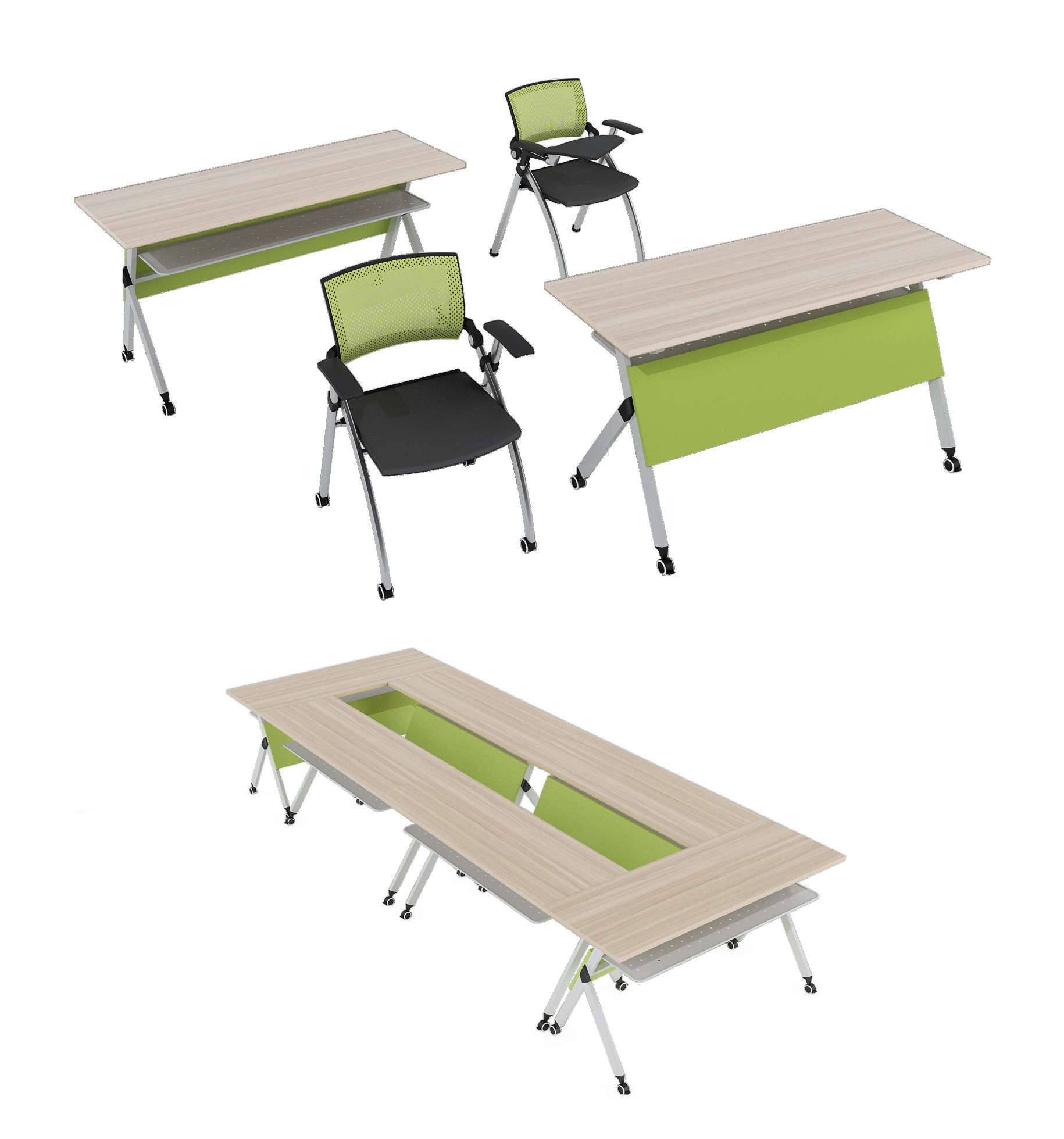 会议室培训桌椅， 3d模型下载