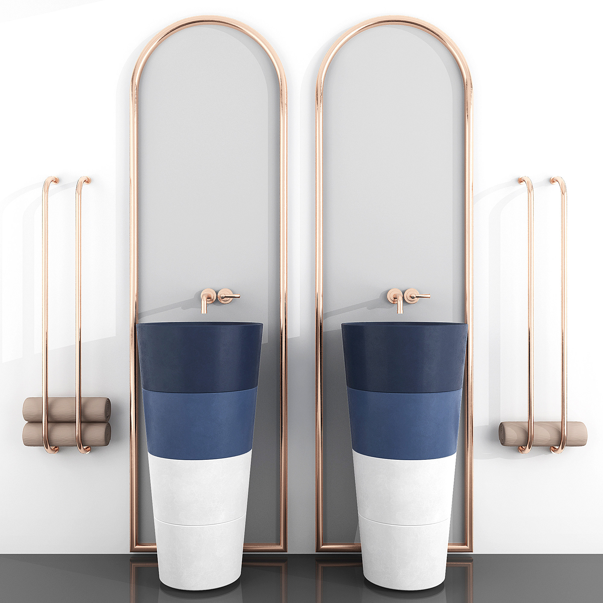 卫浴台盆镜子现代立柱式，柱状盆台盆3d模型下载