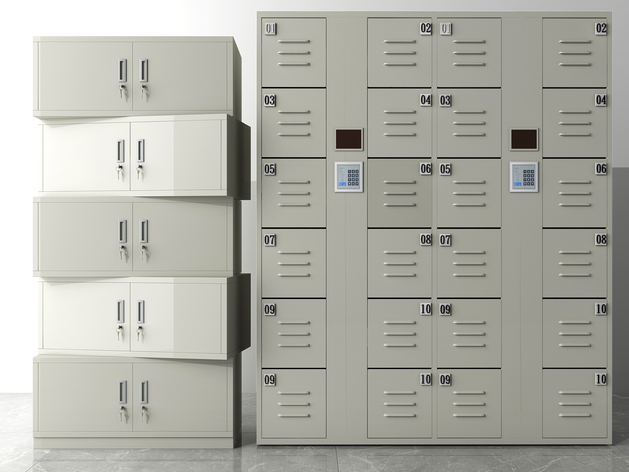 现代带锁文件柜办公家具3d模型下载