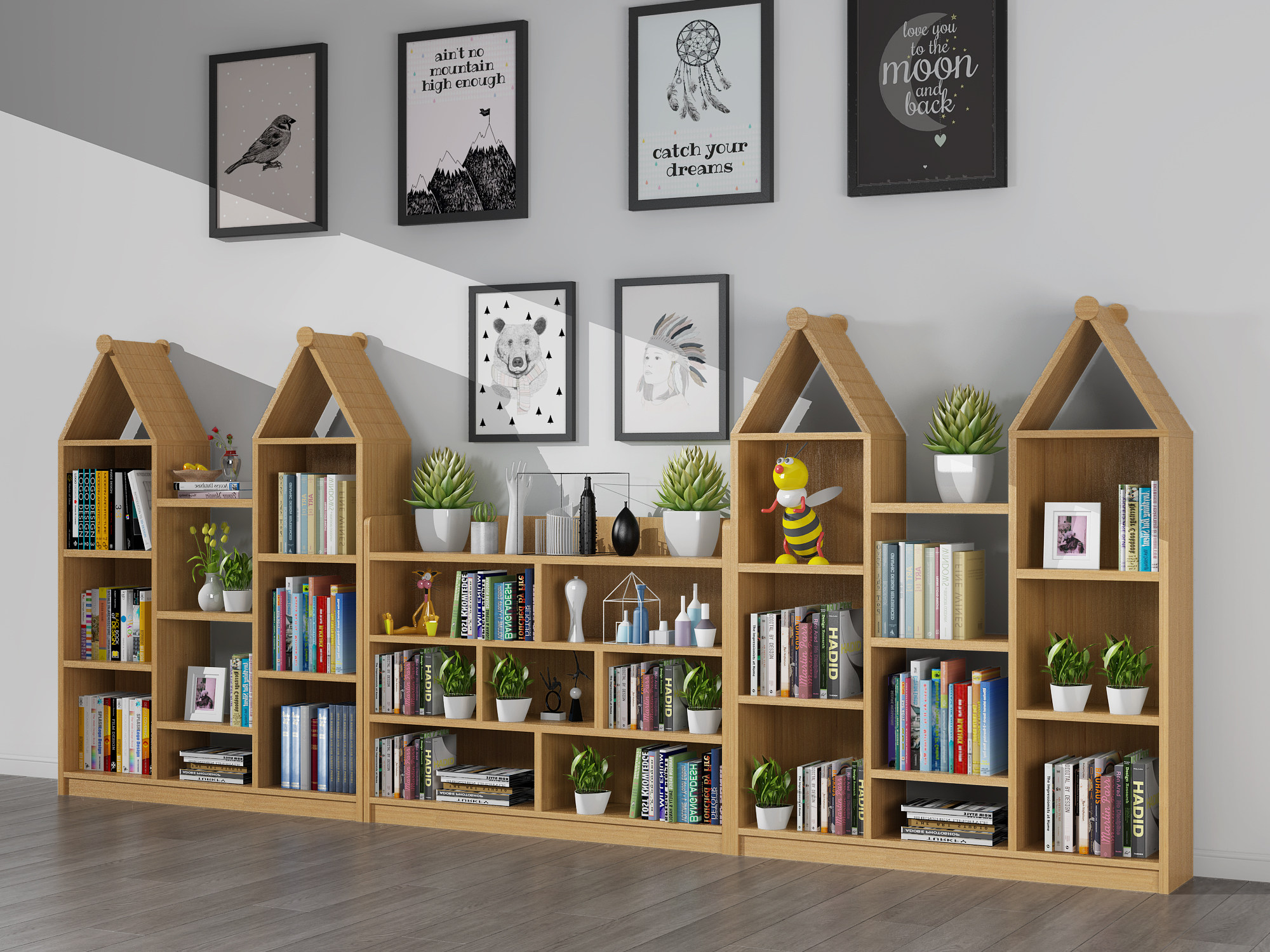 儿童书柜，玩具柜，挂画，装饰画3d模型下载