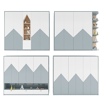 现代简约儿童衣柜3d模型下载