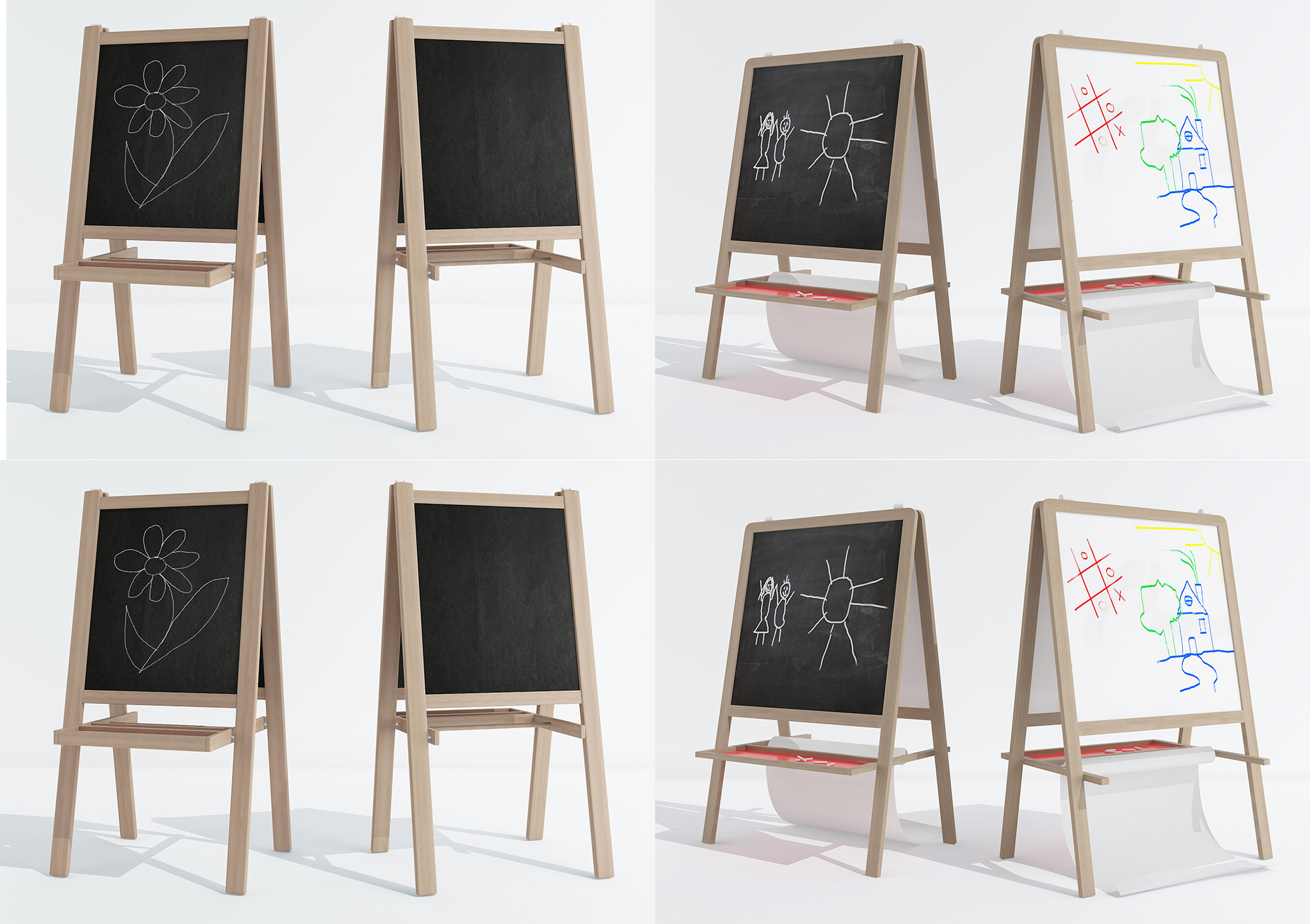 现代儿童黑板画板，写字板3d模型下载