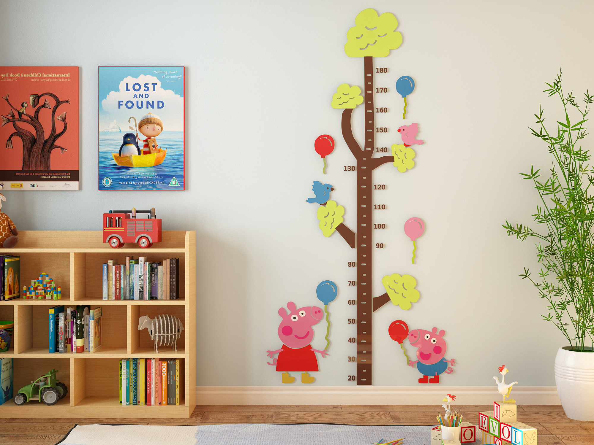 小猪佩奇儿童身高标尺，墙贴，玩具柜书柜a3d模型下载