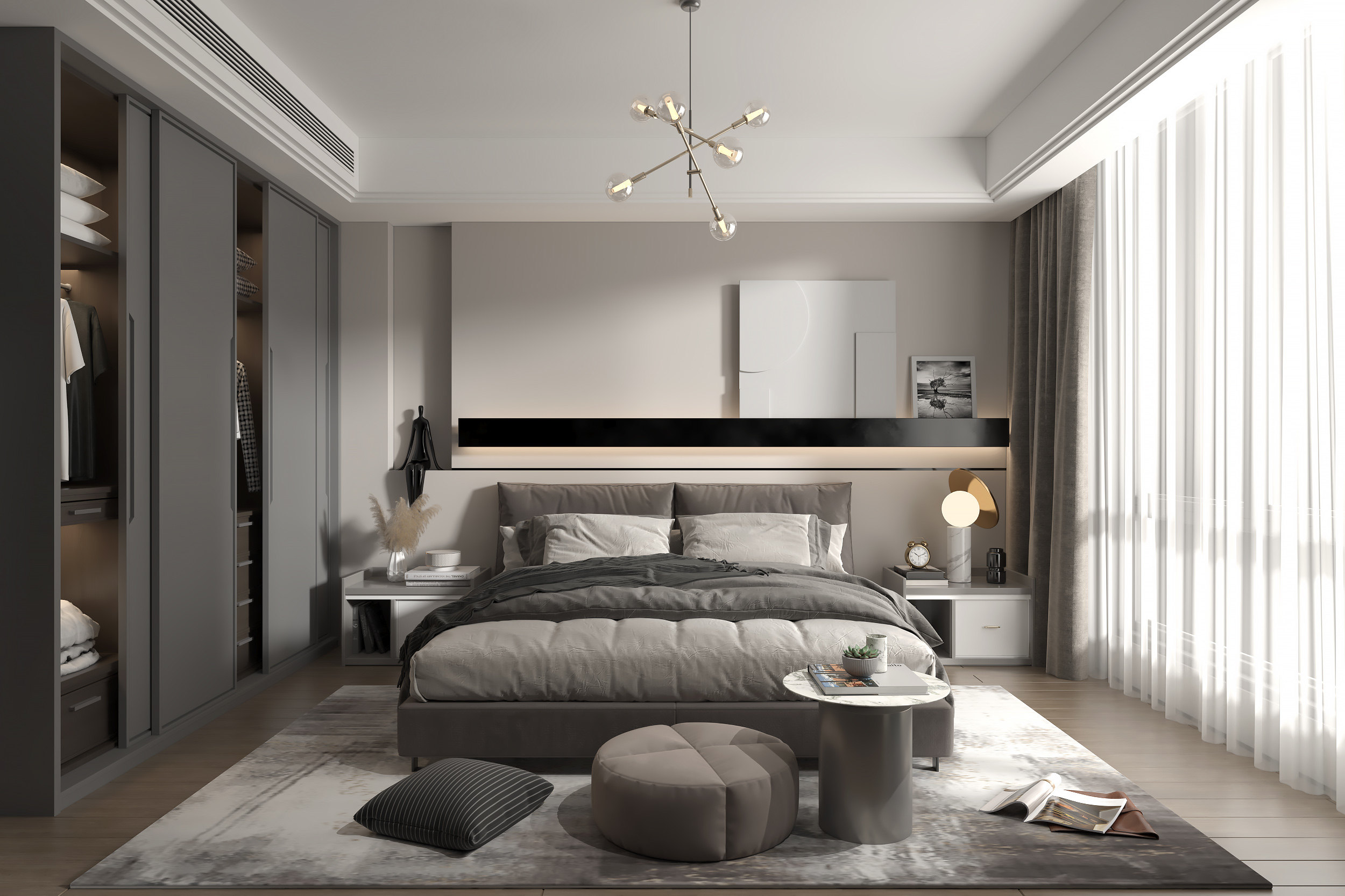 现代简约卧室模型3d模型下载