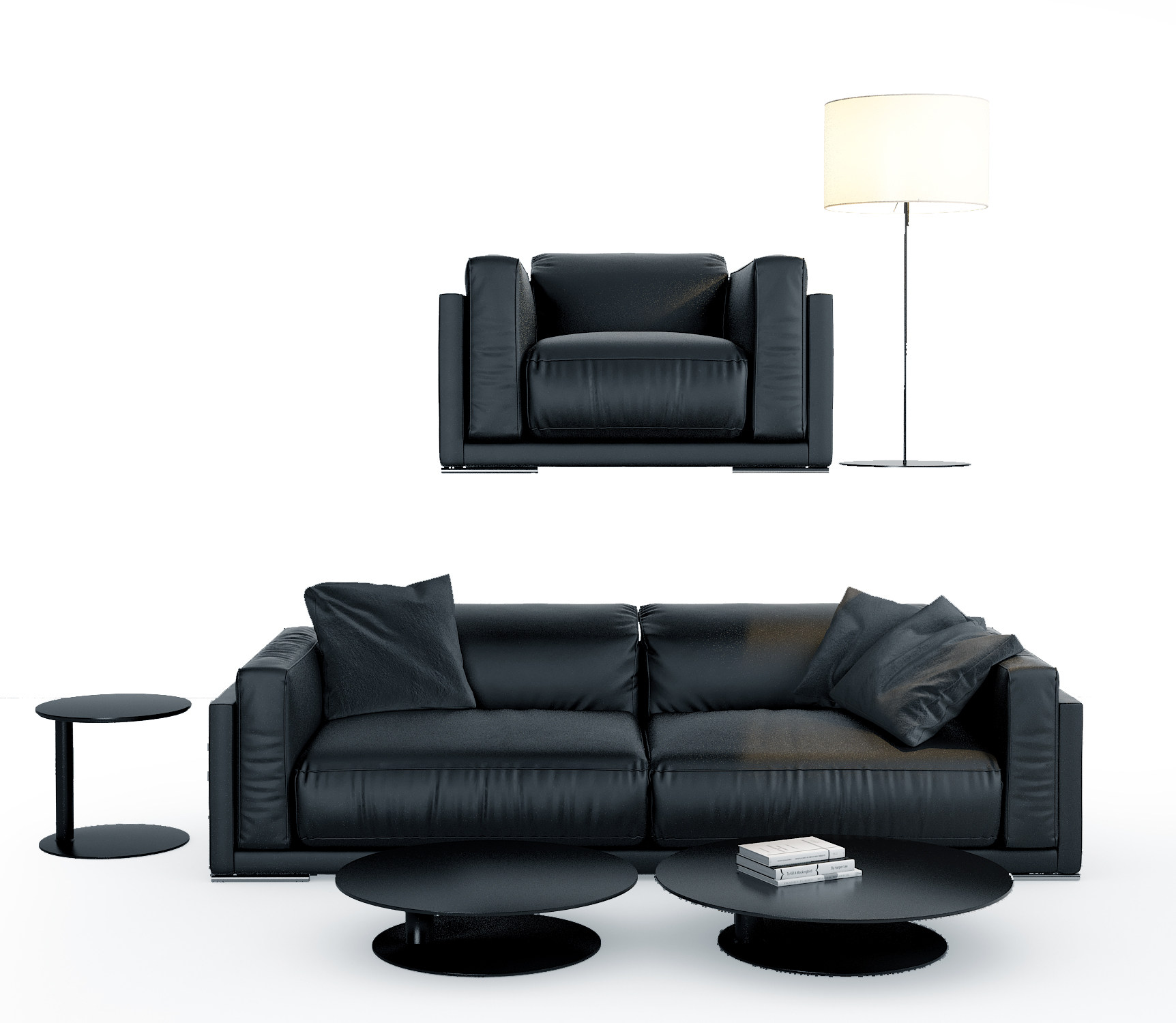 现代皮革办公沙发单人沙发3d模型下载