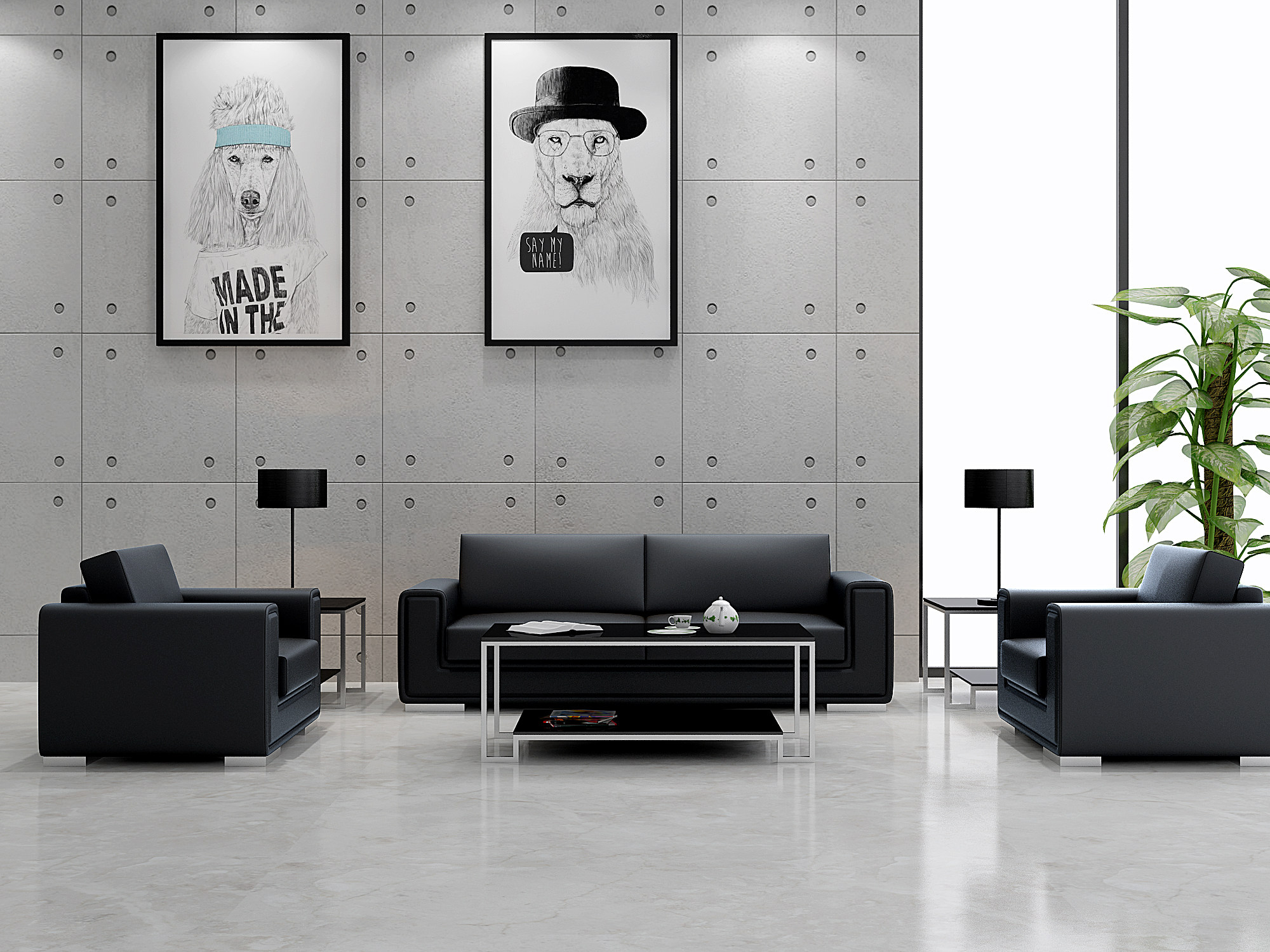 现代办公沙发单人沙发3d模型下载