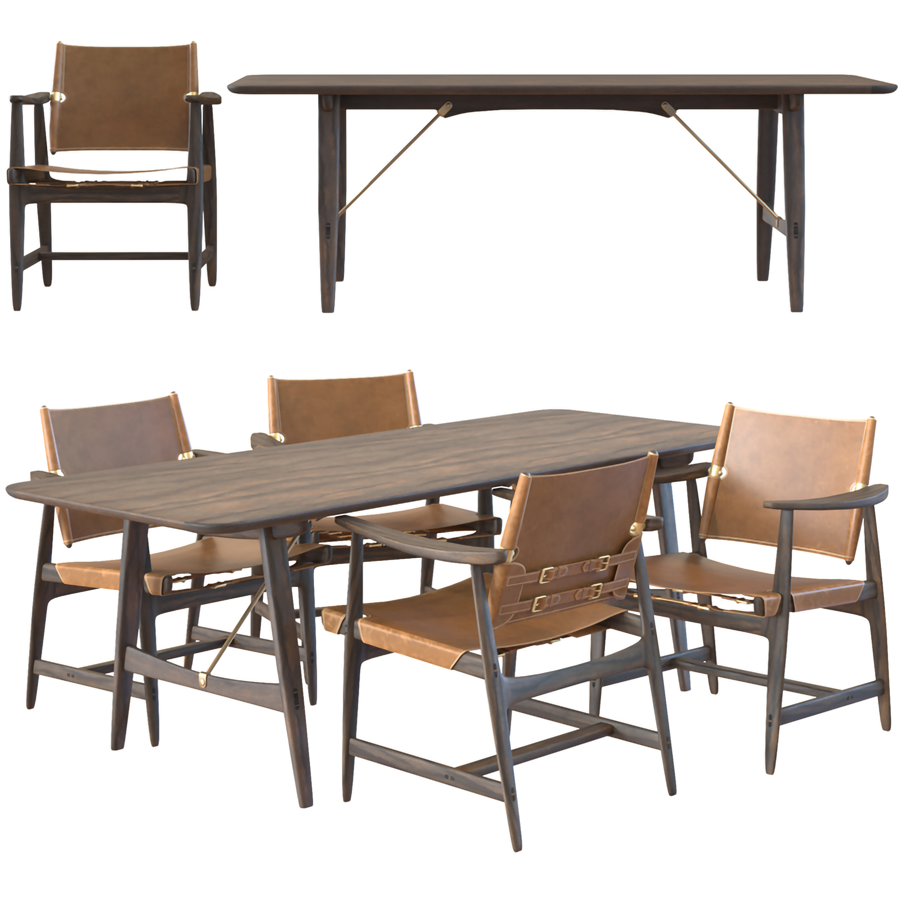 现代皮革餐桌椅，餐椅椅子3d模型下载
