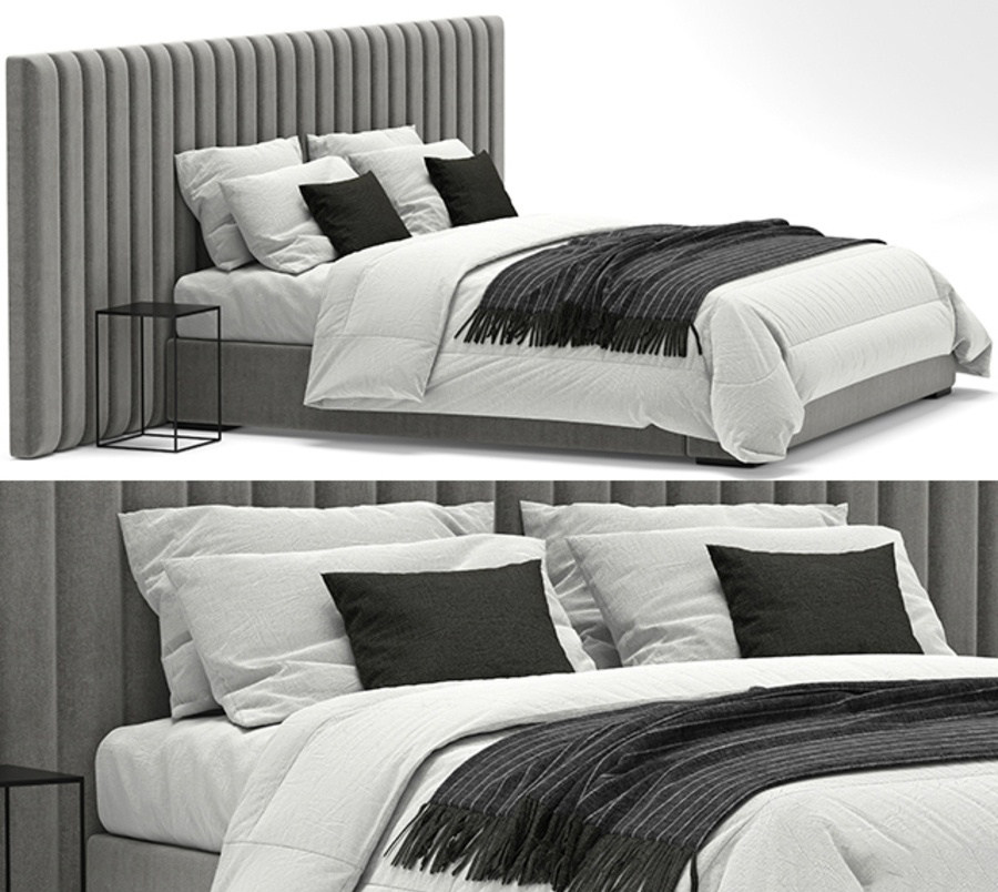 现代床双人床3d模型下载