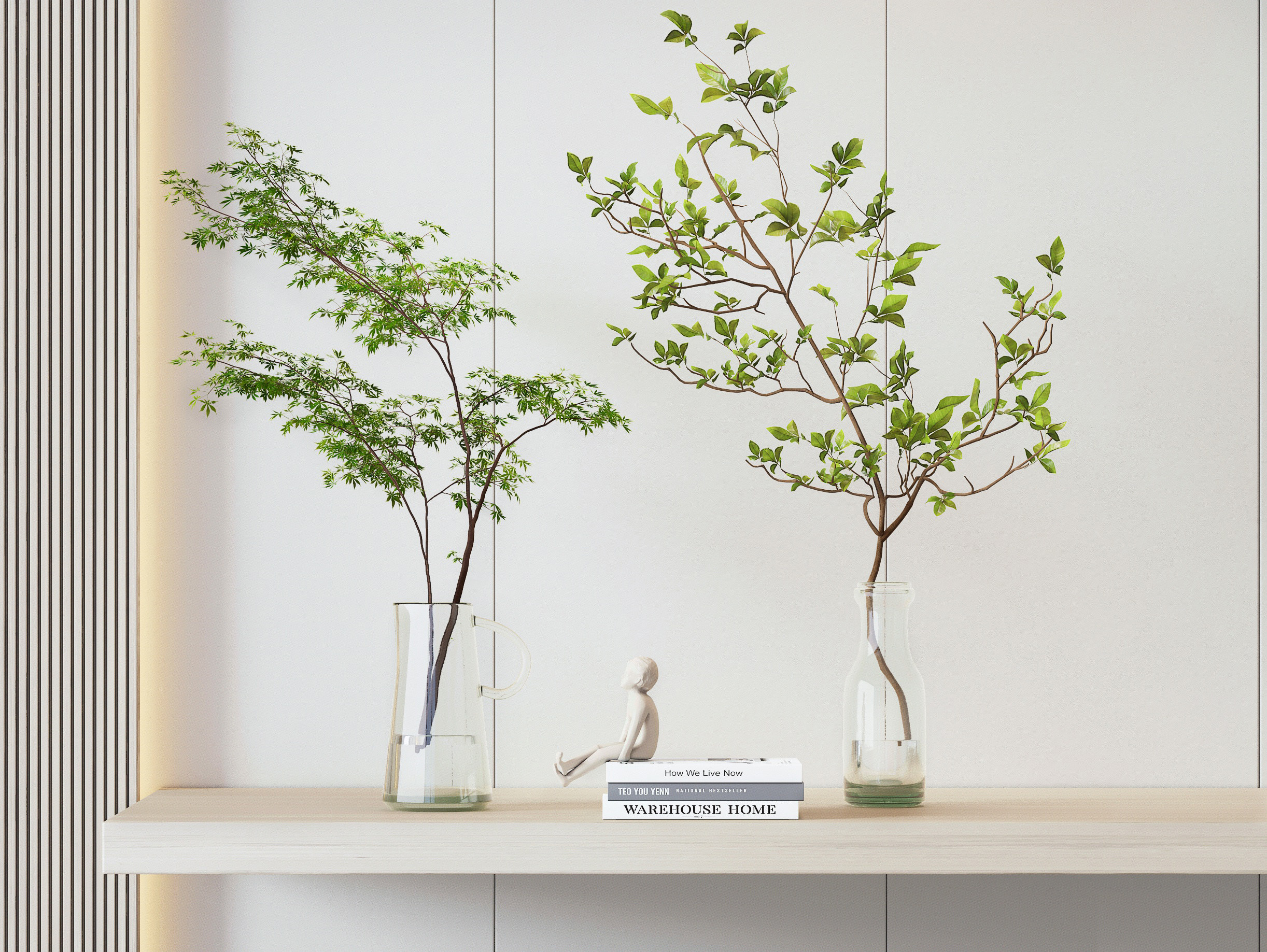 现代水生植物盆栽玻璃花瓶3d模型下载