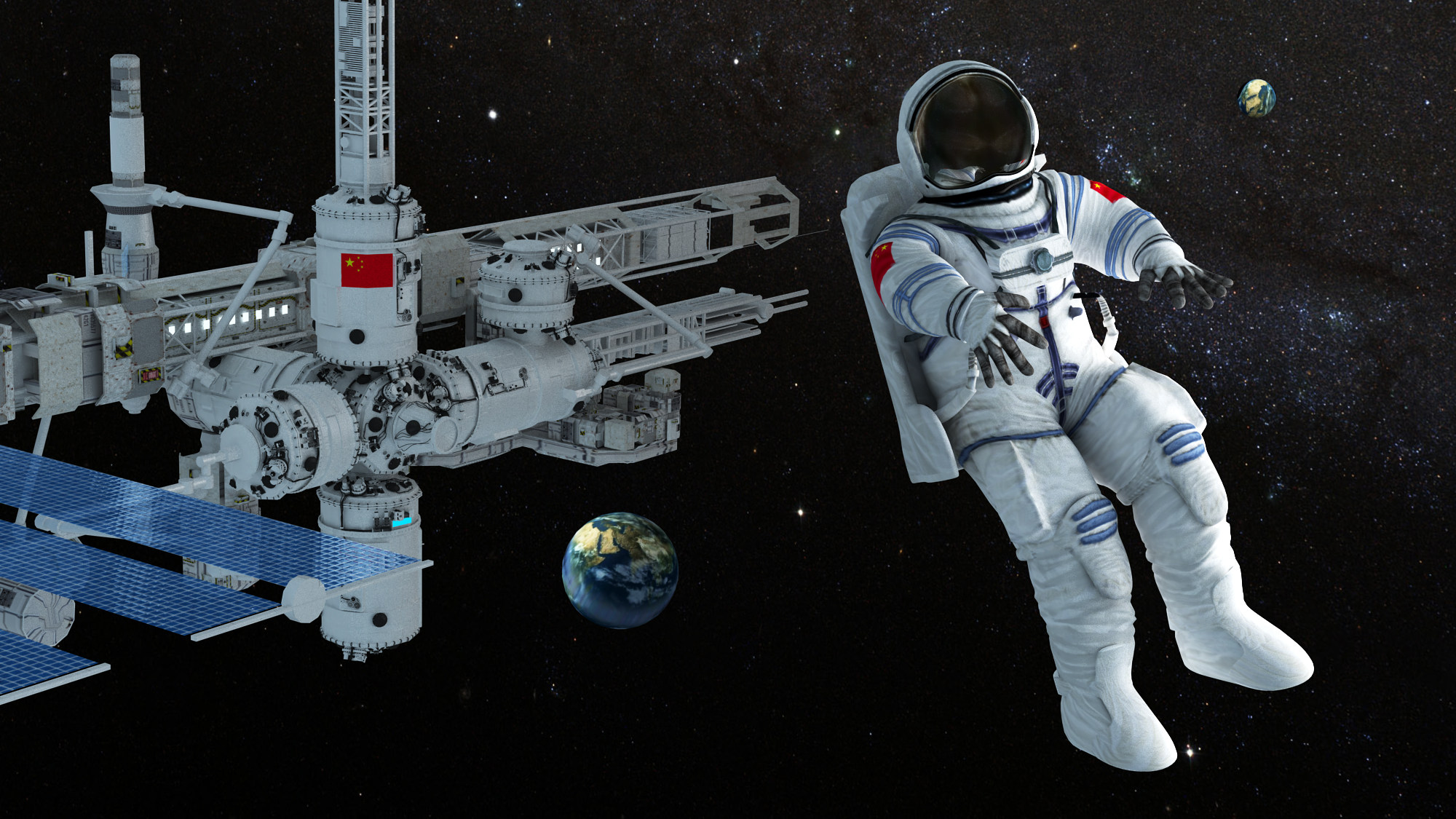 空间站,宇航员,宇宙,地球,飞船宇航服3d模型下载