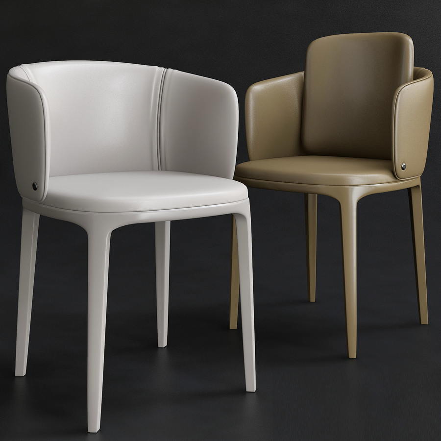 Busnelli MANDA PLUS现代皮革单椅，餐椅椅子3d模型下载