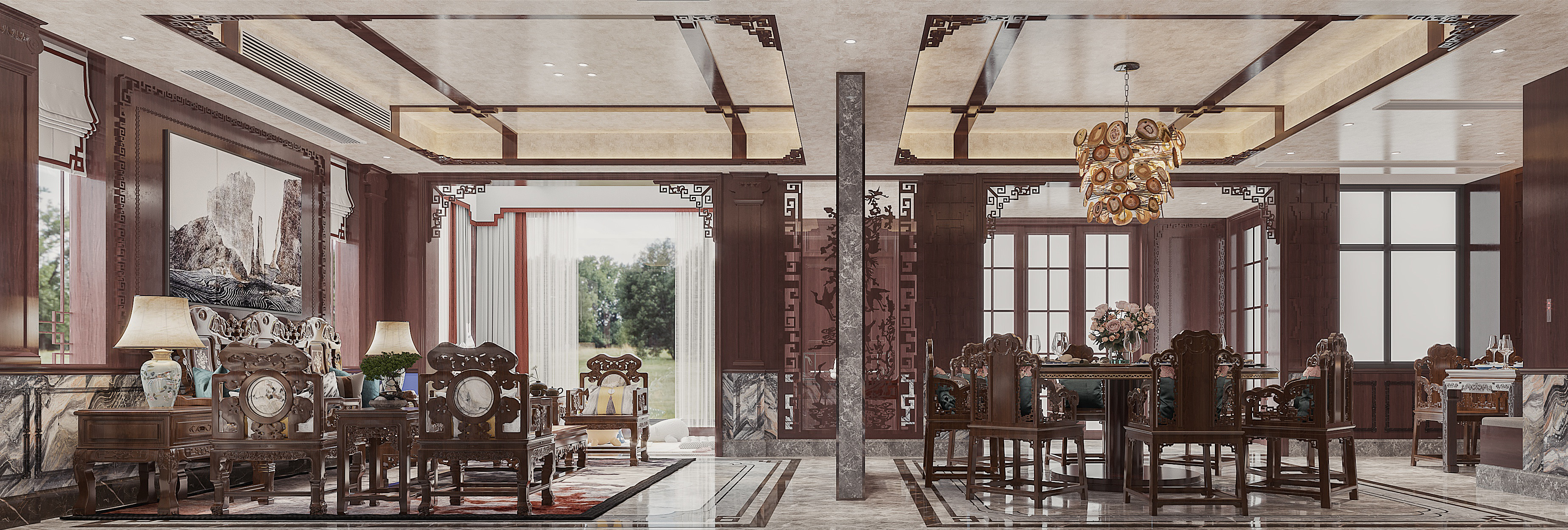 中式客餐厅3d模型下载