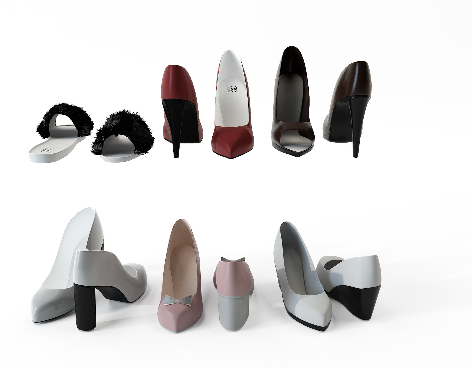 现代女士鞋3d模型下载