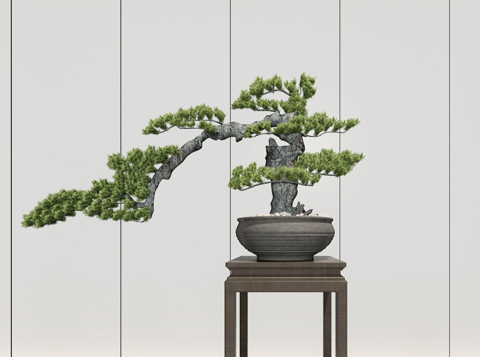 新中式盆栽3d模型下载